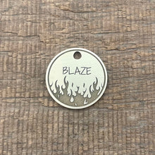 Load image into Gallery viewer, Blazing fire themed pet tag | Custom Pet Tag | The Barking Tagsmith Australia