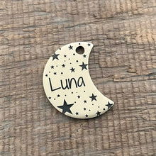Load image into Gallery viewer, star design moon shaped pet tag | Custom Pet Tag | The Barking Tagsmith Australia